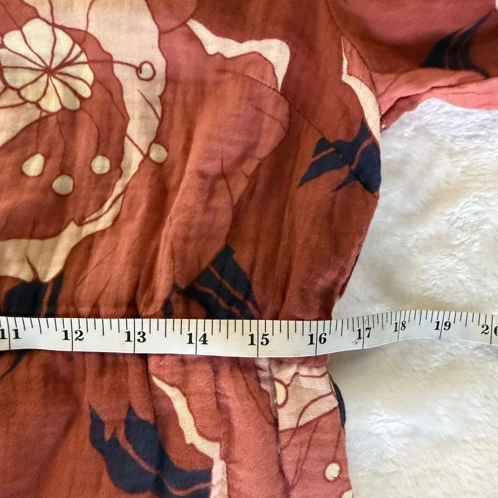Marine Layer Rust Floral Cotton Gauze Tiered Midi Dress 15850 Womens Medium‎